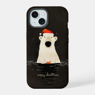 Coque iPhone 15 Ours polaire de Noël