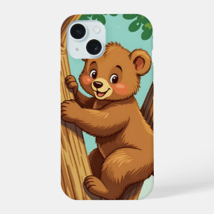 Coque iPhone 15 Ourson mignon grimpant à un arbre