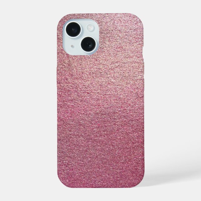 Coque iPhone 15 Pailleté or rose poudré (Verso)