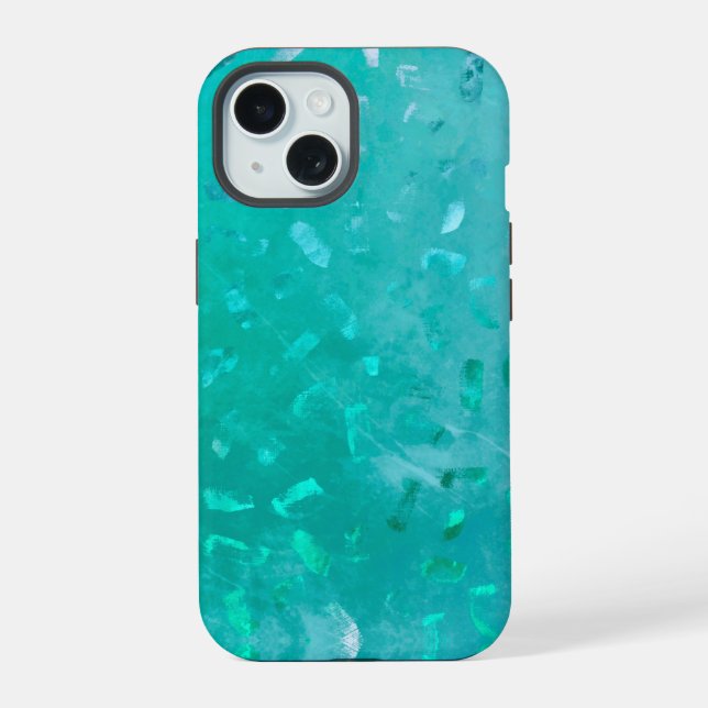 Coque iPhone 15 Paillettes Turquoise (Verso)