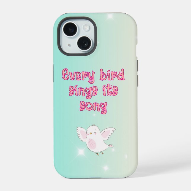 Coque iPhone 15 Painted woman and a bird phone case (Verso)