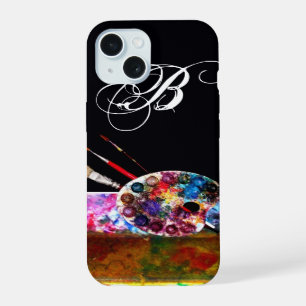 Coque iPhone 15 PALETTE DE COULEUR ARTISTE ET BRUSHES MONOGRAM Noi