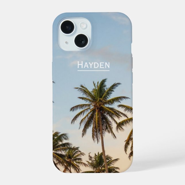 Coque iPhone 15 Palmiers de vacances tropicaux (Verso)