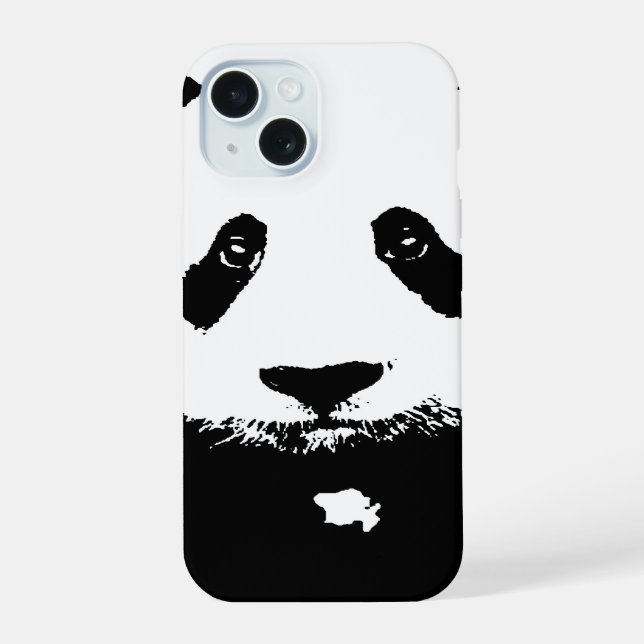 Coque iPhone 15 Panda noir et blanc (Verso)