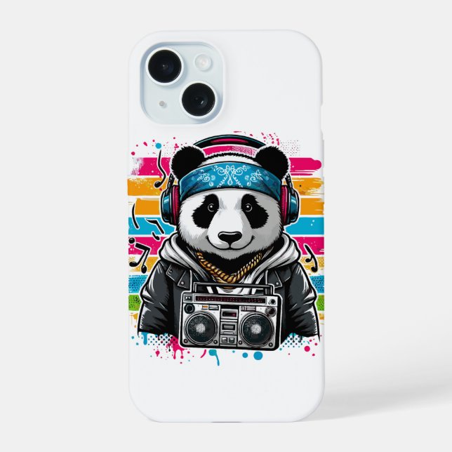 Coque iPhone 15 Panda Rapper (Verso)