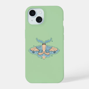 Coque iPhone 15 Papillon Céleste Fantaisiste — Bleu Douce et Pêche