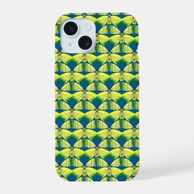 Coque iPhone 15 papillon géométrique inspiré de strass (Verso)