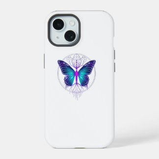 Coque iPhone 15 Papillon néon Cyberpunk Autocollant – Futur esthét