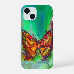 COQUE iPhone 15 PAPILLON ROUGE DANS LE VERT