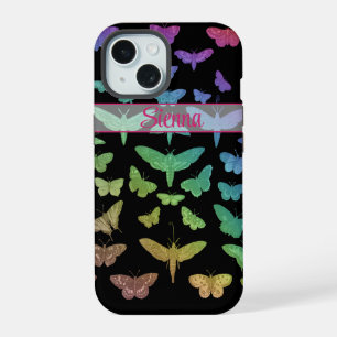 Coque iPhone 15 Papillons colorés vintage papillons de nuit insect