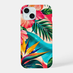 Coque iPhone 15 Paradis de l'Hibiscus Tropical Art Botanique