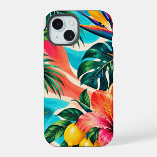 Coque iPhone 15 Paradis de l'Hibiscus Tropical Art Botanique