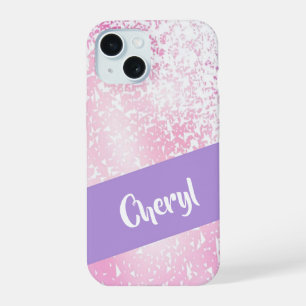 Coque iPhone 15 Parties scintillant claire violette, rose et blanc