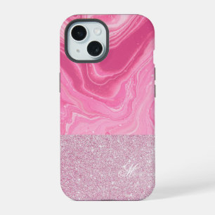 Coque iPhone 15 Parties scintillant d'agate rose or
