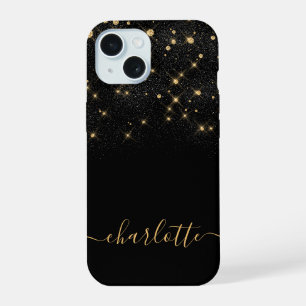 Coque iPhone 15 Parties scintillant d'or scintillant Élégant scrip