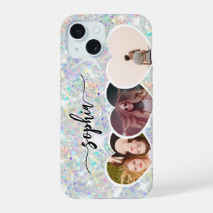 Coque iPhone 15 Parties scintillant Holographique Girly Collage ph