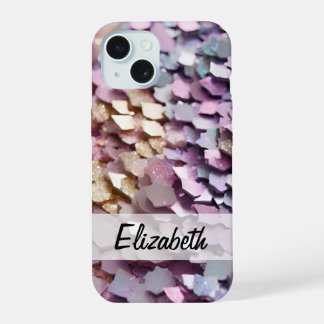 Coque iPhone 15 Parties scintillant Pastel Fille Étincelante