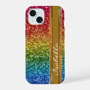 Coque iPhone 15 Parties scintillant Rainbow Sparkle, personnalisée