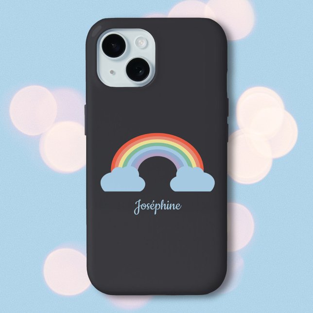 Coque iPhone 15 Pastel Rainbow Black (Pastel Rainbow Black Phone Case)