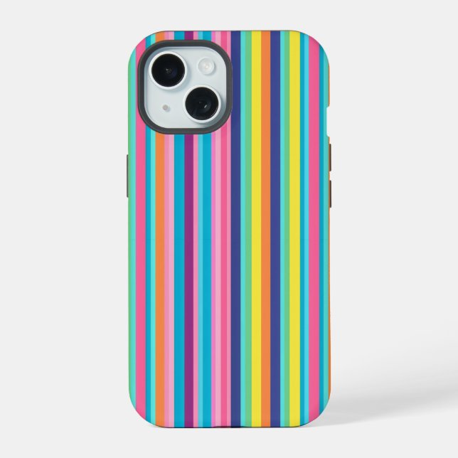 Coque iPhone 15 Pastel Rainbow Stripes (Verso)