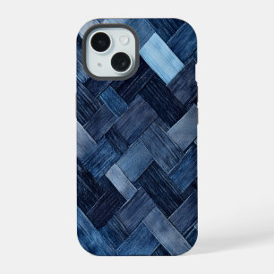 Coque iPhone 15 Patch en Denim Bleu