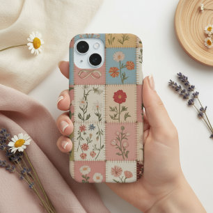 Coque iPhone 15 Patchwork de patchwork floral botanique Rose pour