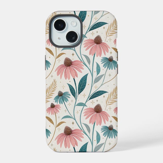 Coque iPhone 15 Pattern Echineceas Glitter (Verso)