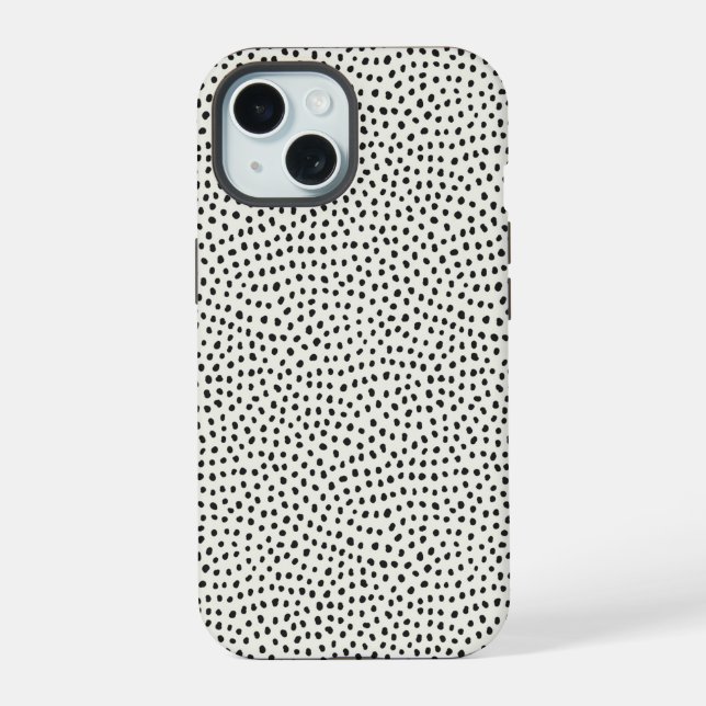 Coque iPhone 15 Patters noirs (Verso)