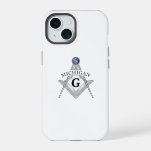 Coque iPhone 15 Pavillon de franc-maçonnerie de l'état du Michigan