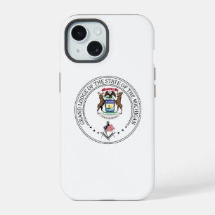 Coque iPhone 15 Pavillon de franc-maçonnerie de l'état du Michigan