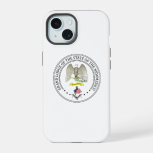 Coque iPhone 15 Pavillon de franc-maçonnerie de l'état du Nouveau-