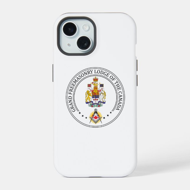 Coque iPhone 15 Pavillon de franc-maçonnerie du Canada (Verso)