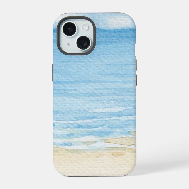 Coque iPhone 15 Paysage avec montagnes et mer (Verso)