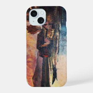 COQUE iPhone 15 PAYSAGE DE LAC DE MONTAGNES ROSES AU COUCHER DU SO