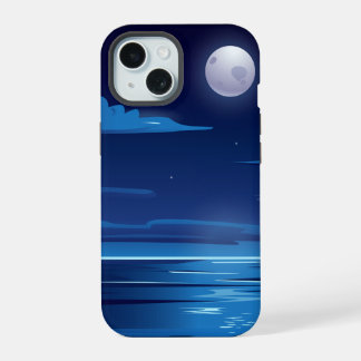 Coque iPhone 15 Paysage nocturne avec mer