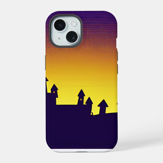 Coque iPhone 15 Paysage ombragé du soir (Verso)