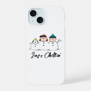 Coque iPhone 15 Peanuts Bonhomme de neige à 3 personnes
