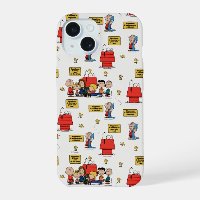 Coque iPhone 15 Peanuts | Le bonheur c'est… (Verso)