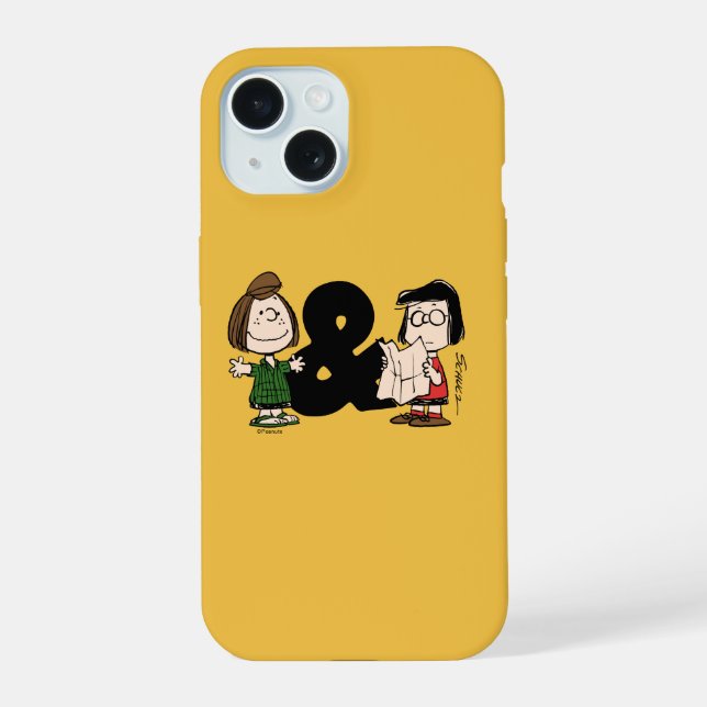 Coque iPhone 15 Peanuts | Peppermint Patty & Marcie (Verso)