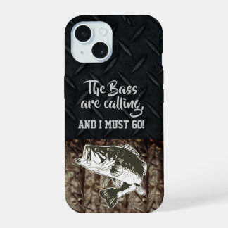 Coque iPhone 15 Pêche de la basse Camo Hommes Plaque de diamant Ci