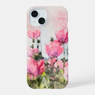 Coque iPhone 15 Peinture à l'aquarelle de fleurs roses