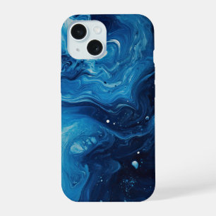 Coque iPhone 15 Peinture Bleue Pour Liquide Abstrait Plutôt esthét