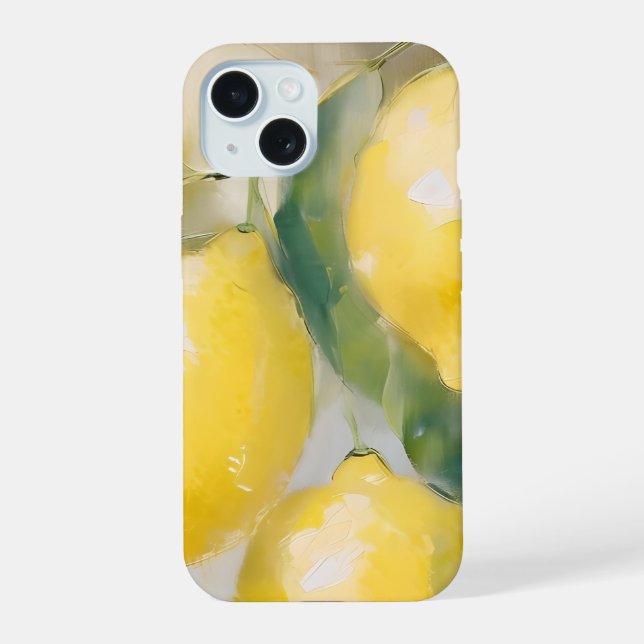Coque iPhone 15 Peinture de citrons (Verso)