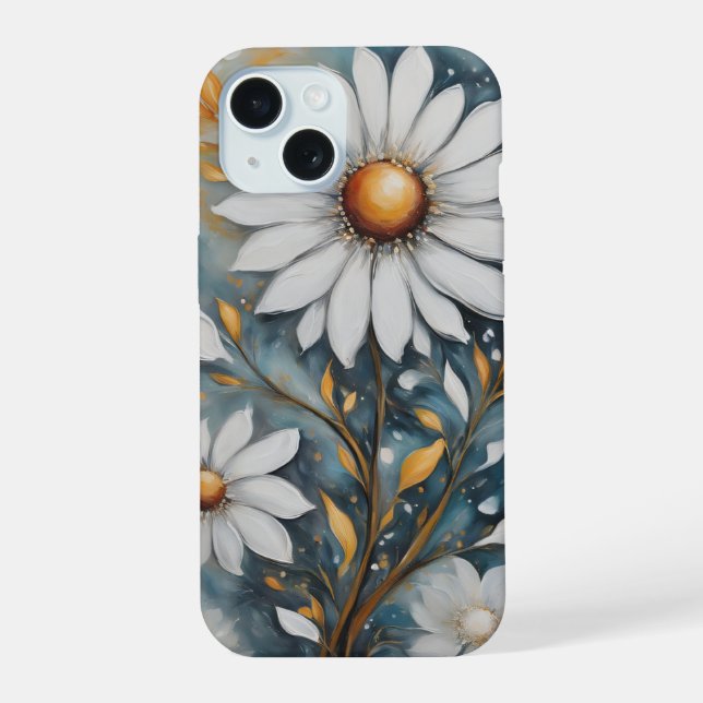 Coque iPhone 15 Peinture de fleurs blanches iPhone 15 coque (Verso)