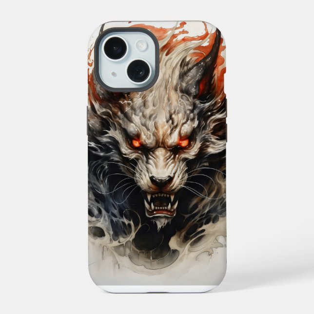 Coque iPhone 15 Peinture Hellish Beast Enk (Verso)