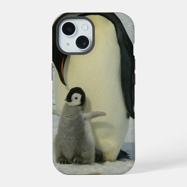 Coque iPhone 15 Penguin regardant le poussin (Verso)