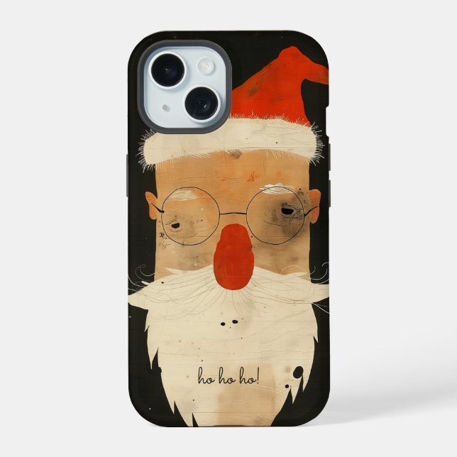 Coque iPhone 15 Père Noël délabré (Verso)