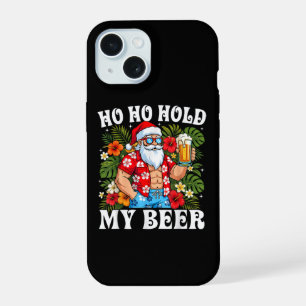 Coque iPhone 15 Père Noël drôle de Noël Ho Ho Tiens ma bière