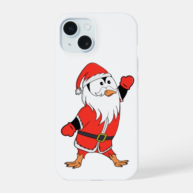 Coque iPhone 15 Père Noël Penguin Prêt pour Noël (Verso)