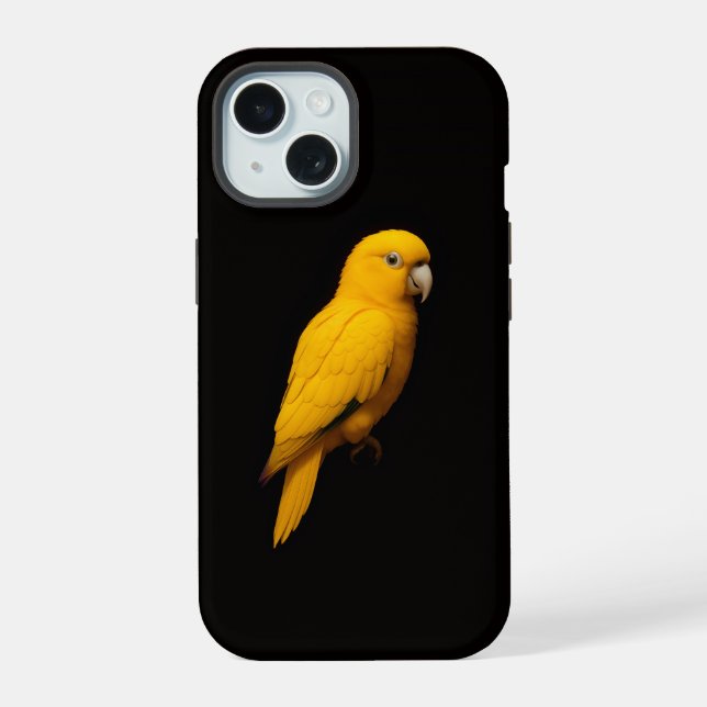 Coque iPhone 15 Perroquet doré Black 4 Luxe iPhone 15 Mate (Verso)